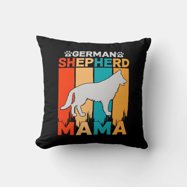 German Shepherd MAMA, Blue Brown on  Black Cushion (Front)