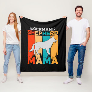 German Shepherd MAMA, Blue Brown on  Black  Fleece Blanket