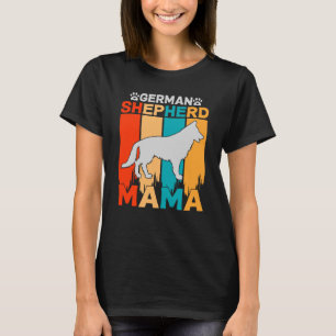 German Shepherd MAMA, Blue Brown on Ladies Black T T-Shirt