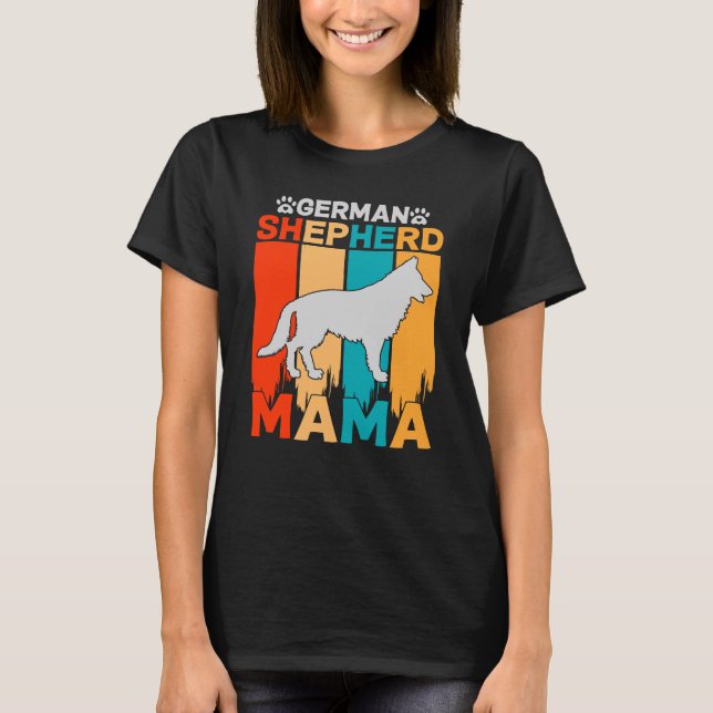 German Shepherd MAMA, Blue Brown on Ladies Black T T-Shirt (Front)