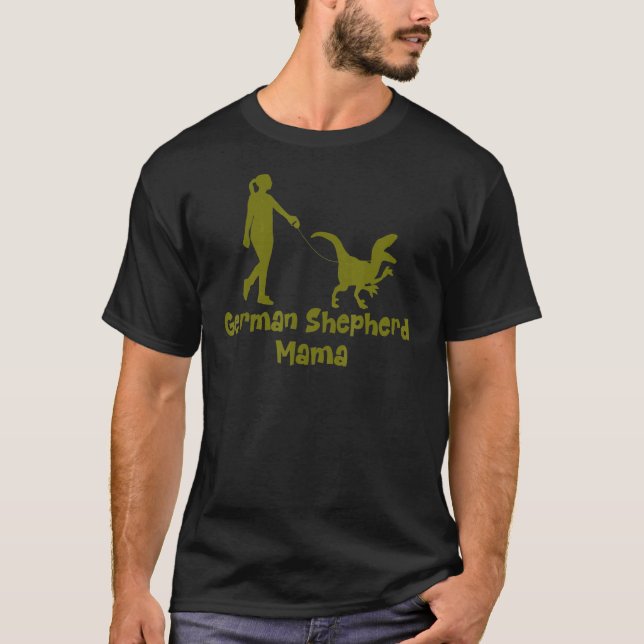 German Shepherd Mama  Dinosaur T-Shirt (Front)