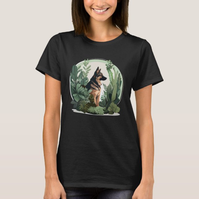 German Shepherd Mama Plant  Dog T-Shirt (Front)
