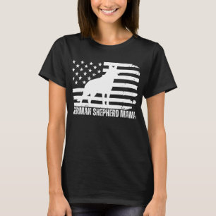 German Shepherd Mama USA Flag, Patriotic Dog Mum T-Shirt