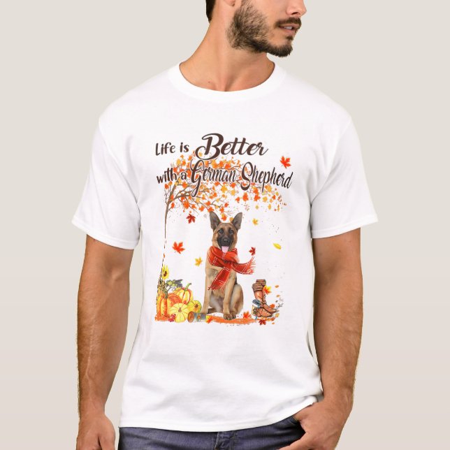 German Shepherd Maple Tree T-Shirt (Front)