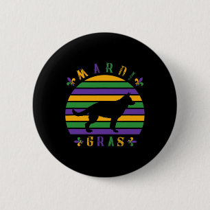German Shepherd Mardi Gras Pet Dog Lover Mum Women 6 Cm Round Badge