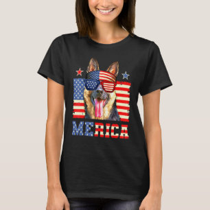 German Shepherd Merica 4th Of July American Flag M T-Shirt