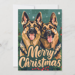 German Shepherd Merry Christmas Holiday Card