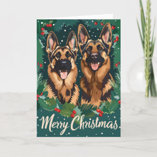 German Shepherd Merry Christmas Personalised Holiday Card