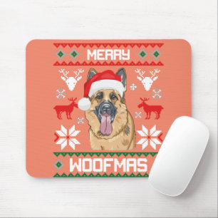 German Shepherd Merry Woofmas Sweatshirt Christmas Mouse Mat