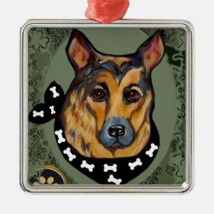 GERMAN SHEPHERD METAL TREE DECORATION