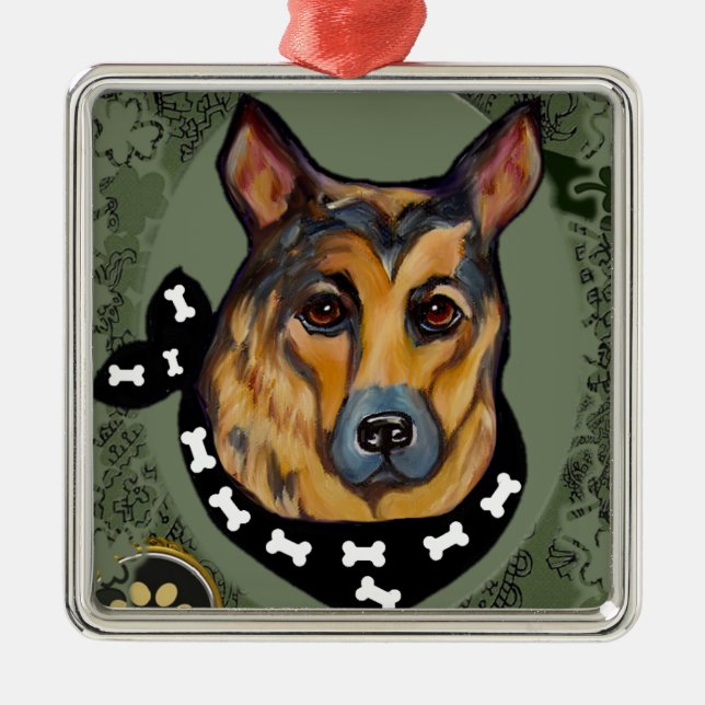 GERMAN SHEPHERD METAL TREE DECORATION (Front)
