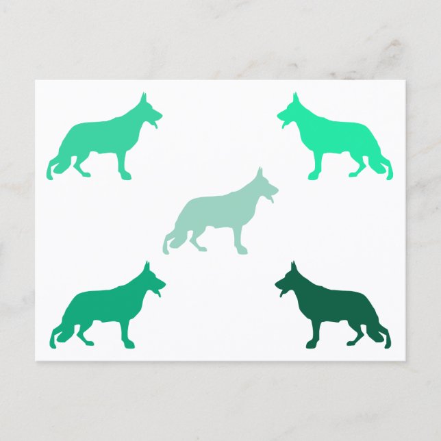 German Shepherd minimal pattern green  Postcard (Front)