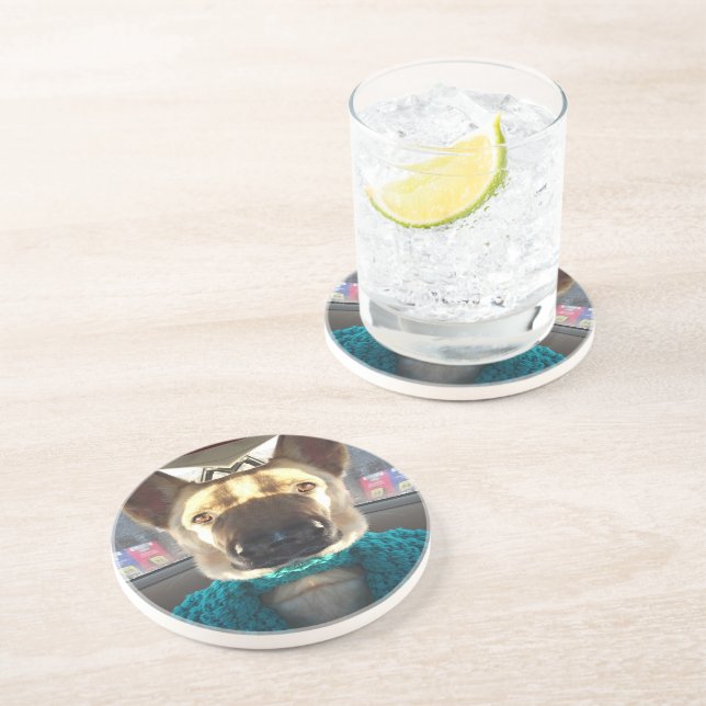 German Shepherd Mirrored Distortion Coaster (Side)