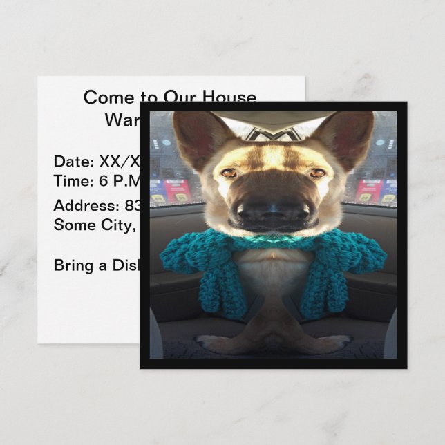German Shepherd Mirrored Distortion Invitation (Front/Back)
