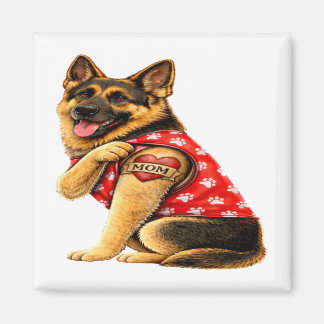German Shepherd Mom Tattoo Magnet