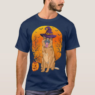 German Shepherd Moon Halloween Witch Hat Dog Owner T-Shirt