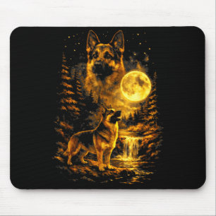 German Shepherd Moonlit Night Art Dog Howling At T Mouse Mat
