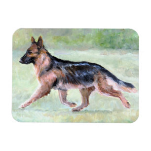 German Shepherd Moving Dog Art Magnet