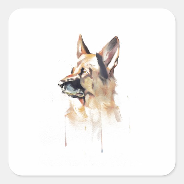 German Shepherd Mug, Dog Mom Coffee Cup Square Sticker (Front)