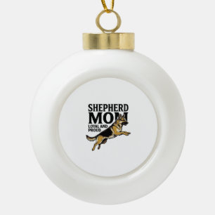 German Shepherd Mum Shirt Vintage Engraving Dog Lo Ceramic Ball Christmas Ornament