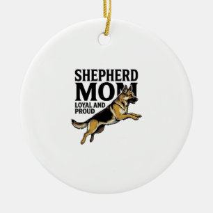 German Shepherd Mum Shirt Vintage Engraving Dog Lo Ceramic Tree Decoration