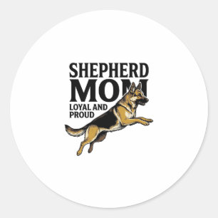 German Shepherd Mum Shirt Vintage Engraving Dog Lo Classic Round Sticker
