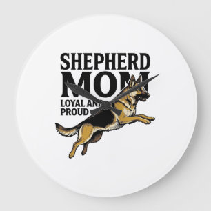 German Shepherd Mum Shirt Vintage Engraving Dog Lo Large Clock