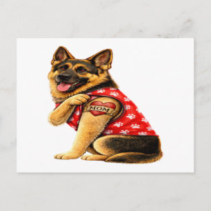 German Shepherd Mum Tattoo Holiday Postcard