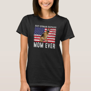 German Shepherd Mum Usa American Flag Dog  Owner T-Shirt