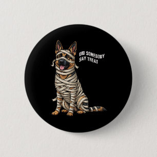 German Shepherd Mummy Halloween Dog 6 Cm Round Badge