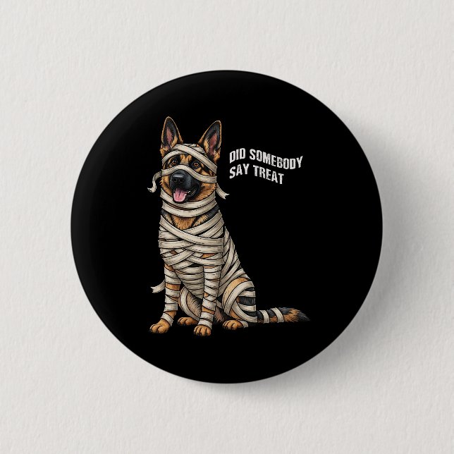 German Shepherd Mummy Halloween Dog  6 Cm Round Badge (Front)