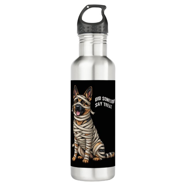 German Shepherd Mummy Halloween Dog  710 Ml Water Bottle (Front)