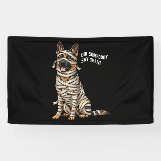 German Shepherd Mummy Halloween Dog  Banner (Horizontal)