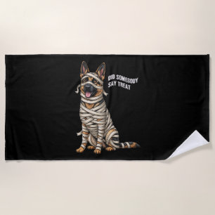 German Shepherd Mummy Halloween Dog  Beach Towel