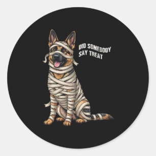 German Shepherd Mummy Halloween Dog  Classic Round Sticker
