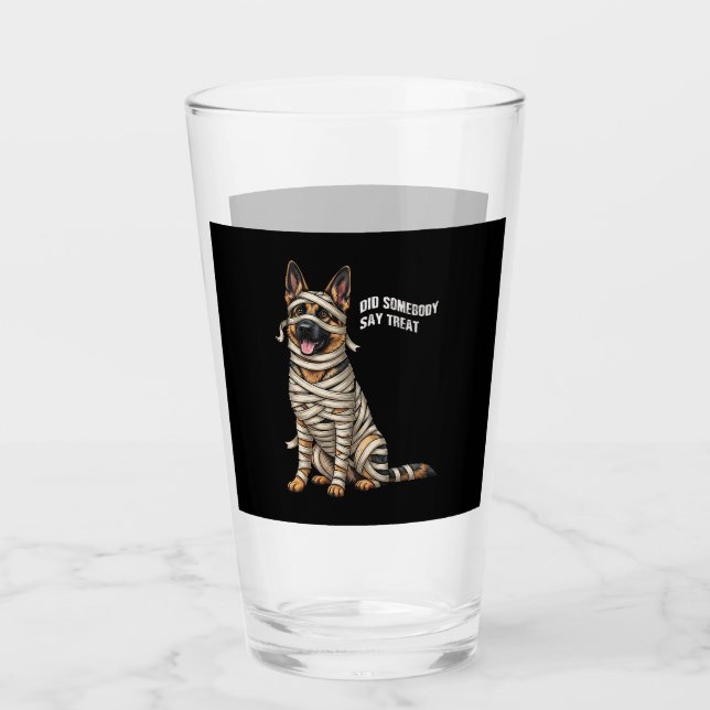 German Shepherd Mummy Halloween Dog  Glass (Front)