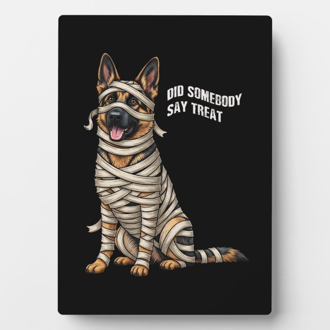 German Shepherd Mummy Halloween Dog  Plaque (Front)