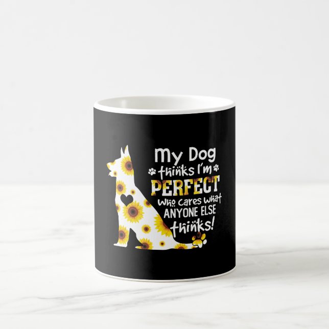 German Shepherd My Dog Thinks I'm Perfect Pet Paws Coffee Mug (Center)