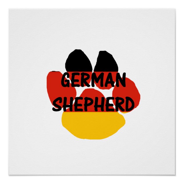 german shepherd name paw germany-flag paw poster (Front)