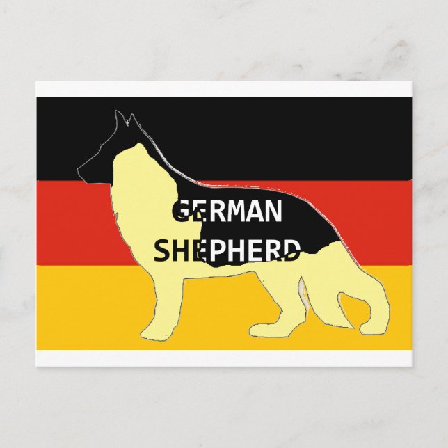 german shepherd name silhouette on flag black and postcard (Front)