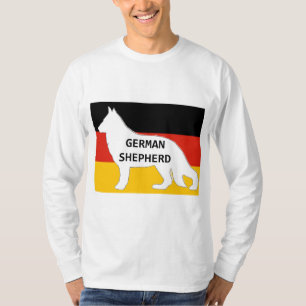 german shepherd name silhouette on flag white T-Shirt