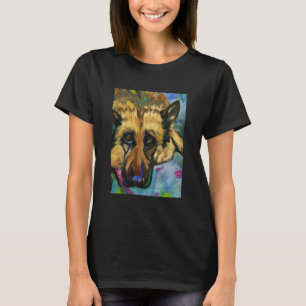 German Shepherd Oil On Canvas Scoop T-Shirt