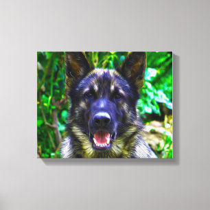 German Shepherd Oil Painting Portrait Canvas Print