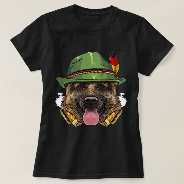 German Shepherd Oktoberfest Lederhosen German Beer T-Shirt (Design Front)