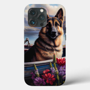 German Shepherd on a Paddle: A Scenic Adventure iPhone 13 Pro Case