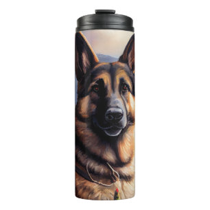 German Shepherd on a Paddle: A Scenic Adventure Thermal Tumbler