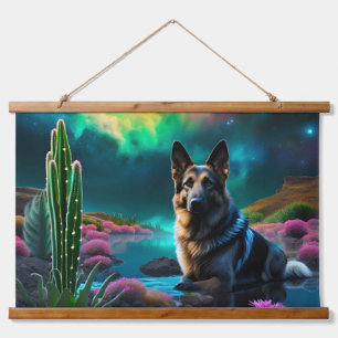 German Shepherd on an Alien World Hanging Tapestry