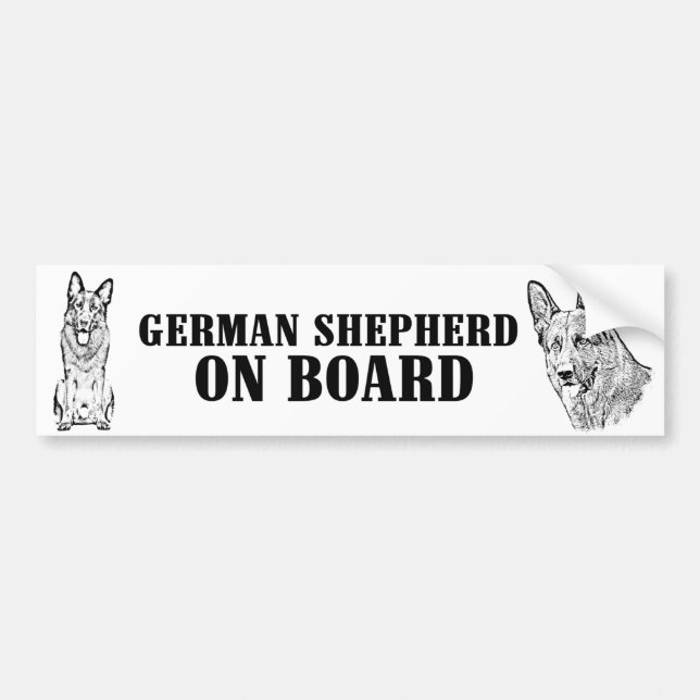 German Shepherd on Board Bumper Sticker (Front)