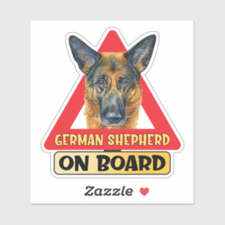German Shepherd On Board Red Triangle Traffic Sign