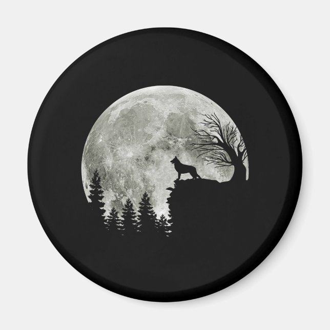 German Shepherd On Mountain Happy Halloween Magnet (Front)